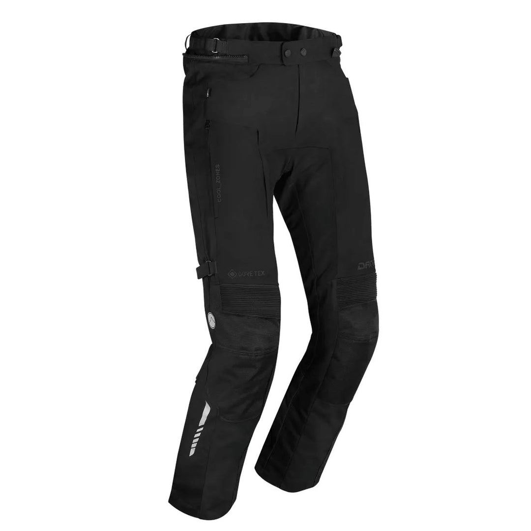 motorcycle pants dane dalvik goretex inner pants braces prepared knee protectors reflective grip patches riding black alpine touring adventure adv